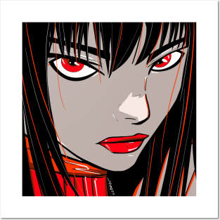 red aka crimson cyberpunk lady ecopop lust women art Posters and Art